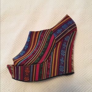 Beautiful multicolored peep toe platforms